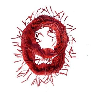 New Fashion Sheer Infinity LaceScarf Darkred Color